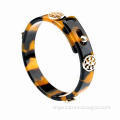 Statement Leopard Print Bangle, Made of Cellulose Acetate and Metal, OEM Orders are Accepted